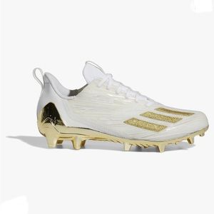 adidas Men's Adizero Football Shoe, White/Gold Metallic/White, Sz 8